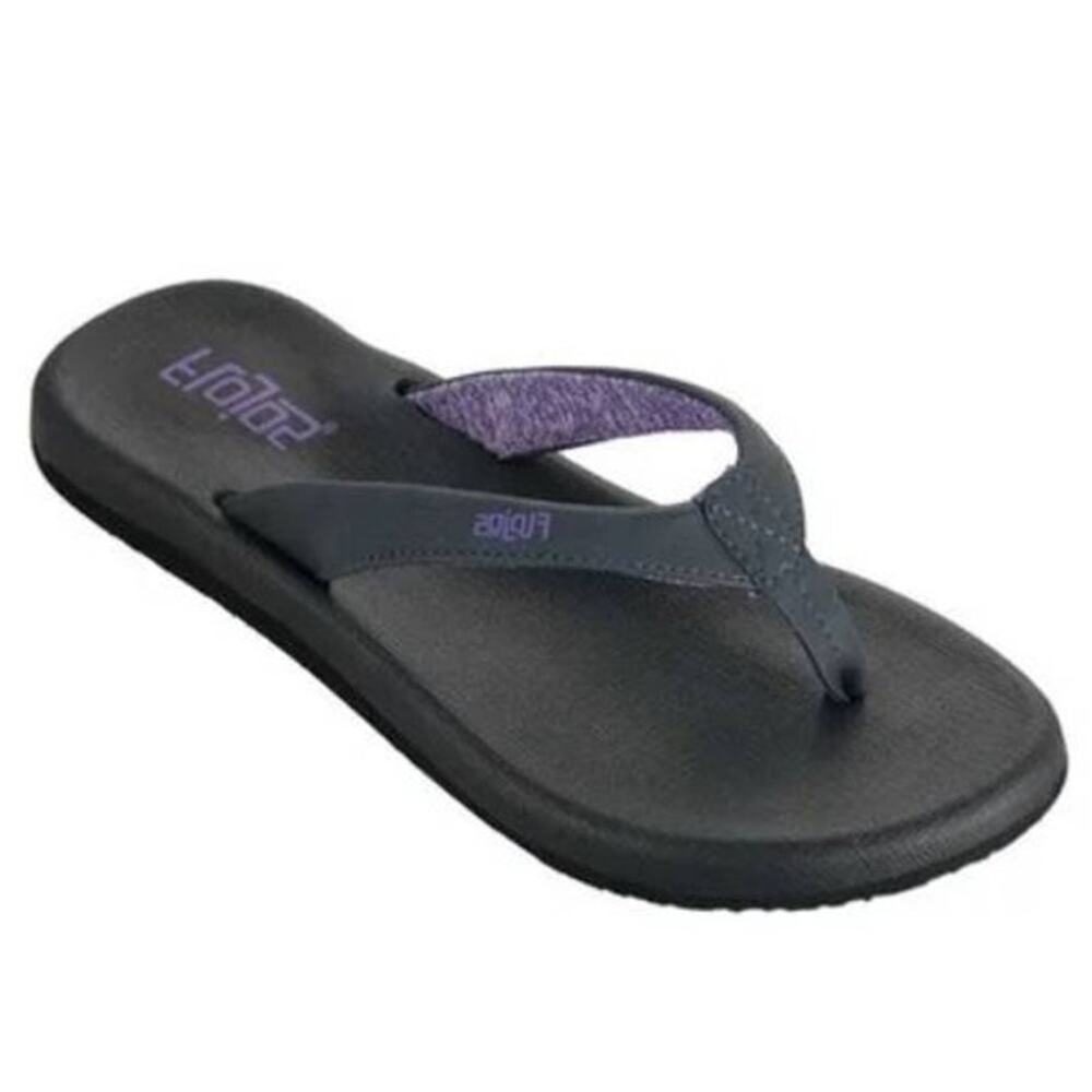 Flojos Jersey Thong Sandal Charcoal & Purple Size 8 (Women) Size 6 (M/Youth) NWT